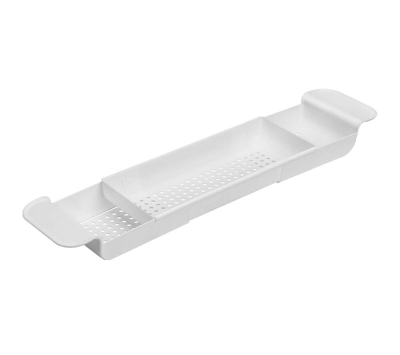 Plateau De Baignoire Extensible - Pieds Antidérapants Et Trous De Drainage, Plastique Blanc