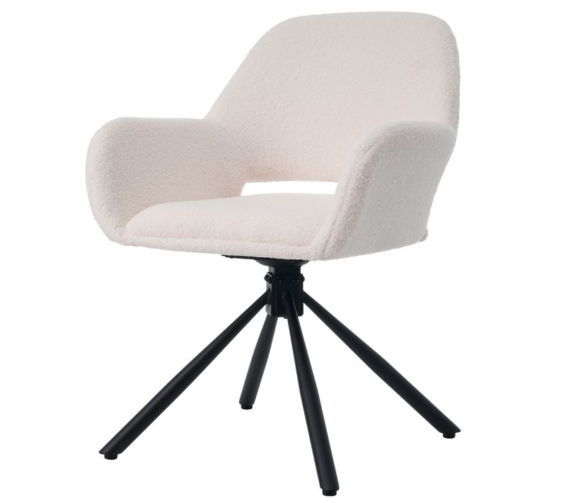 Lot De 2 Chaise Salle à Manger 60x60x80 Cm, Pivotante Avec Accoudoirs, Sherpa, Métal, Blanc