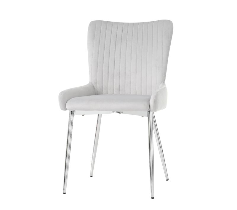 Lot De 2 Chaises 58x47x85 Cm, Soutien Lombaire, Pieds Métalliques Argentés, Velours, Gris