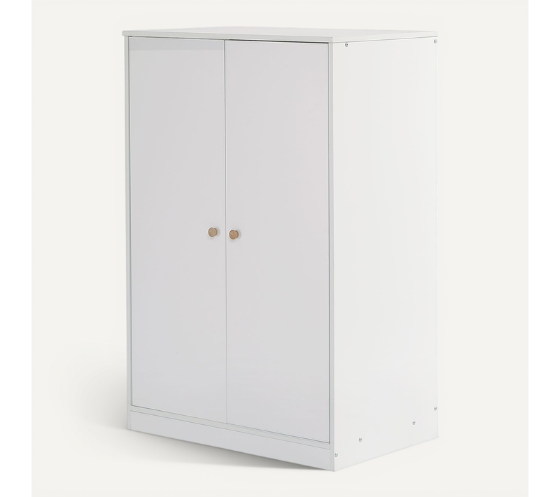 Armoire Penderie 80x50x120 Cm, 2 Portes Avec Barre De Penderie, Mdf, Blanc