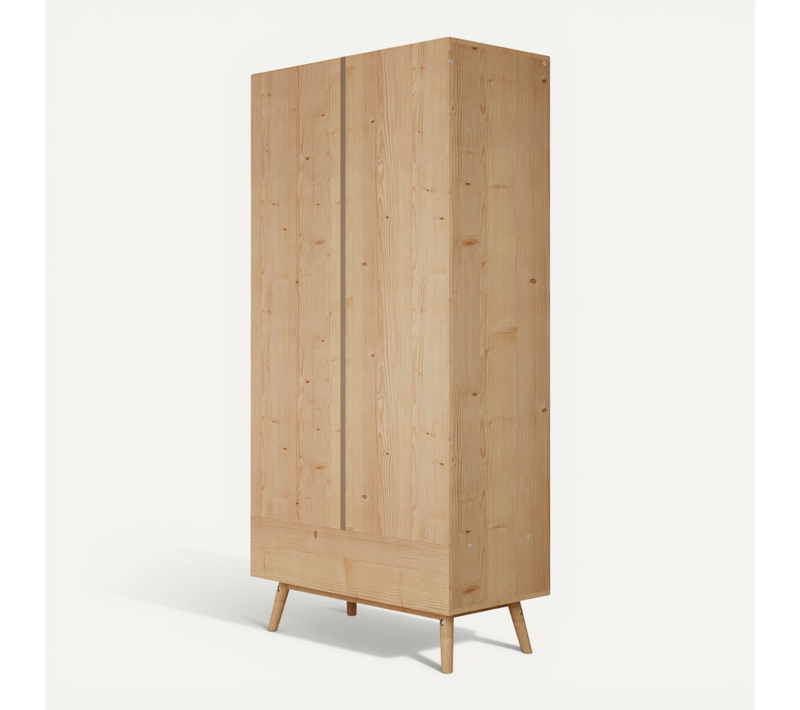 Armoire 90x45x183 Cm, 3 Portes, Tringle, Panneaux De Particules, Pe Rotin, Couleur Bois