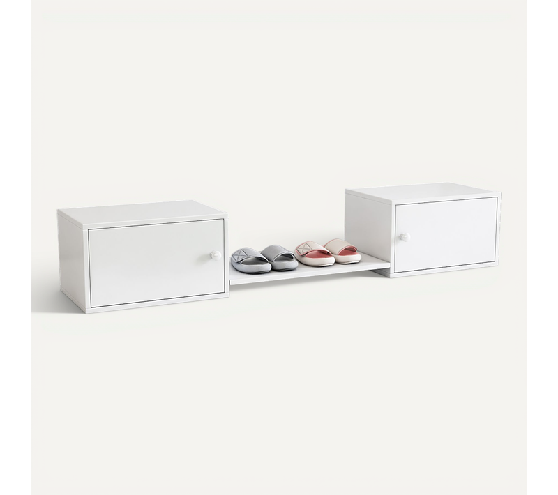 Meuble à Chaussures 189x40x34,5 Cm, Banc De Rangement, 2 Portes, Bois Et Mdf, Couleur Blanc