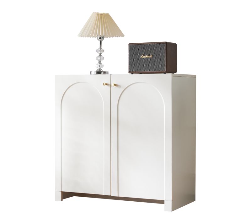 Buffet Bas 80x40x80 Cm, 2 Portes, Rangement Intérieur Spacieux, Panneau De Particules, Blanc