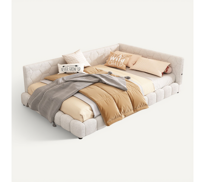 Lit Adulte 140x200 Cm, Éclairage LED Réglable, Ports De Charge USB Et Type-c, Mdf, Blanc