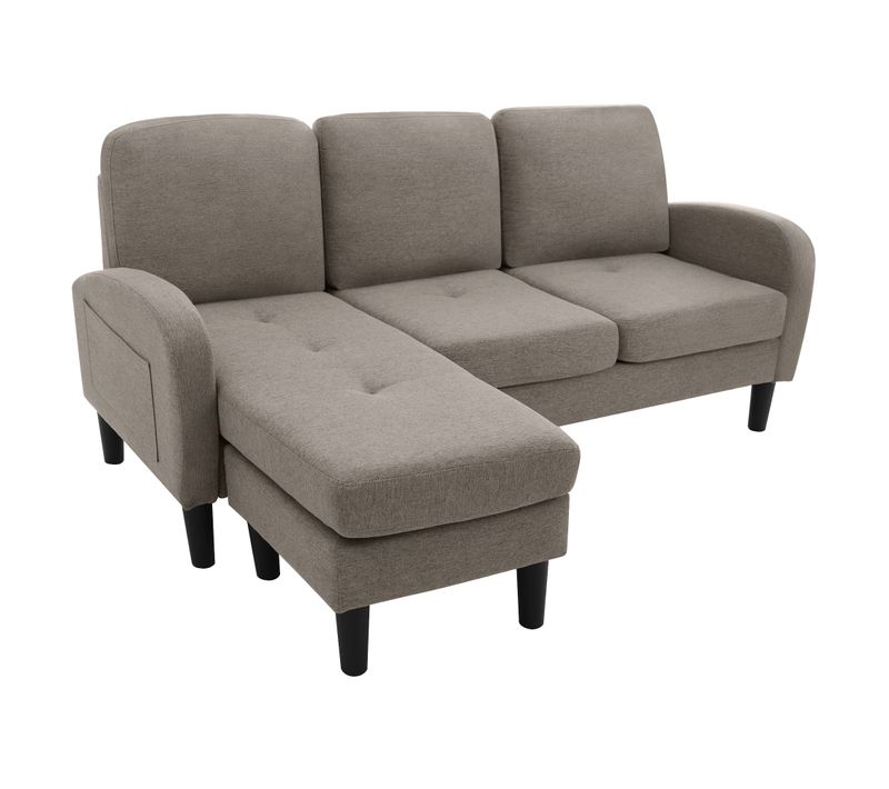 Canapé D’angle Modulable 166x118x77 Cm, Méridienne Réversible, Tissu Coton-lin, Gris Foncé