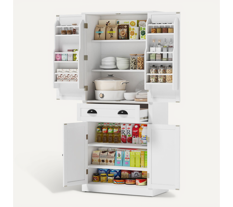 Buffet Haut,étagères Ajustables,dispositif Anti-basculement,moderne,mdf,blanc