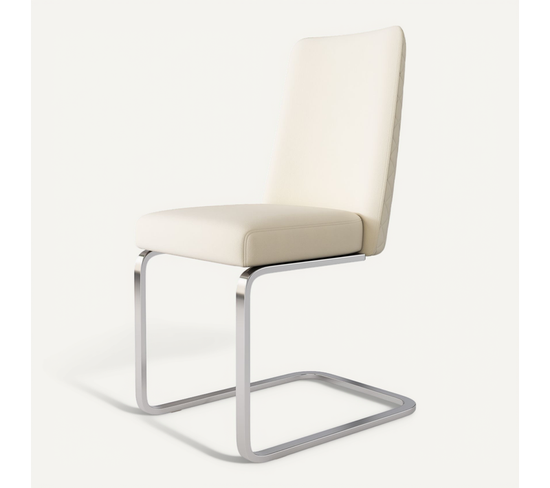 Lot De 2 Chaises 52x45x88cm, Dossier à Motif Losange, Velours, Couleur Beige Et Pieds Métal Argenté