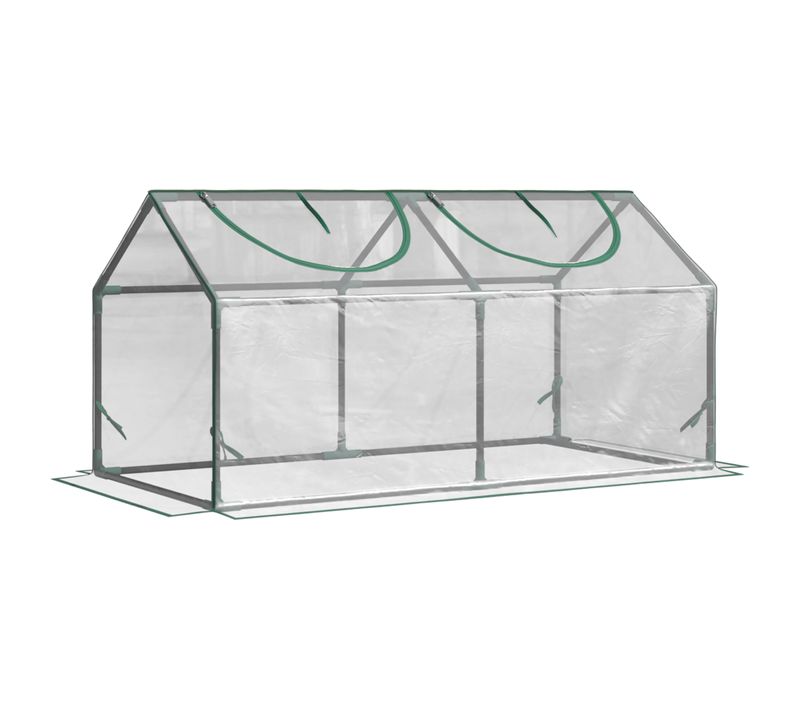 Mini Serre De Jardin 120x60x60 Cm, Fenêtre Enroulable, Acier, Housse Transparente