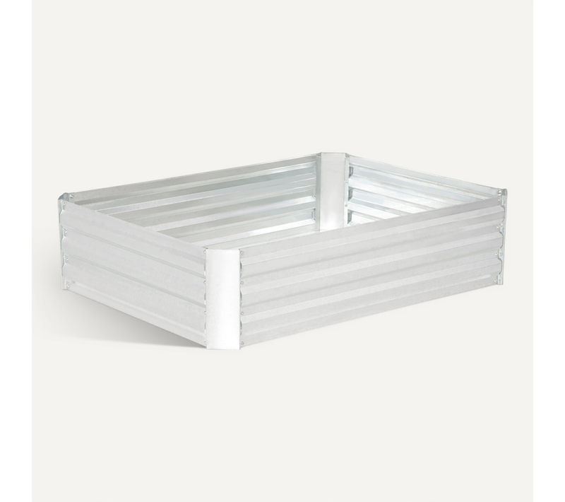Bac à Fleurs 120x90x30 Cm, Fond Ouvert Drainage Optimal, Acier Galvanisé, Couleur Argent