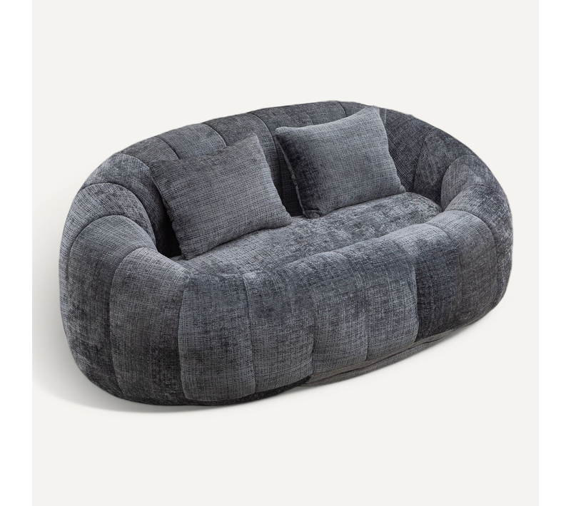 Fauteuil Pouf 144.93x95x62.99cm, Siège Lounge 2 Places, Mousse Haute Densité, Chenille Gris