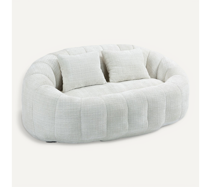 Fauteuil Pouf 144.93x95x62.99 Cm, Fauteuil 2 Places, Mousse Mémoire, Chenille Beige, Sans Montage