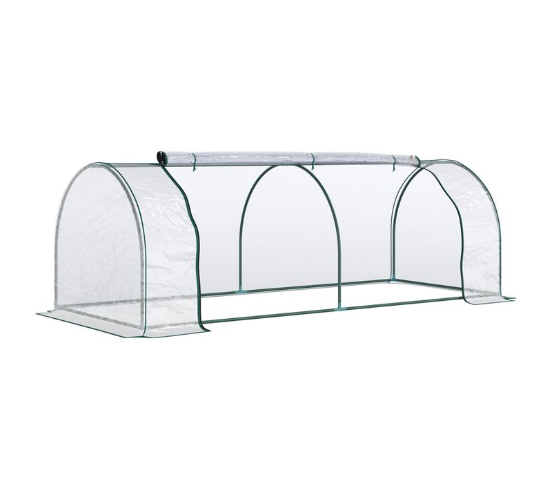 Serre De Jardin 250x100x80 Cm, Serre Tunnel, En Acier Et Film Plastique, Transparent