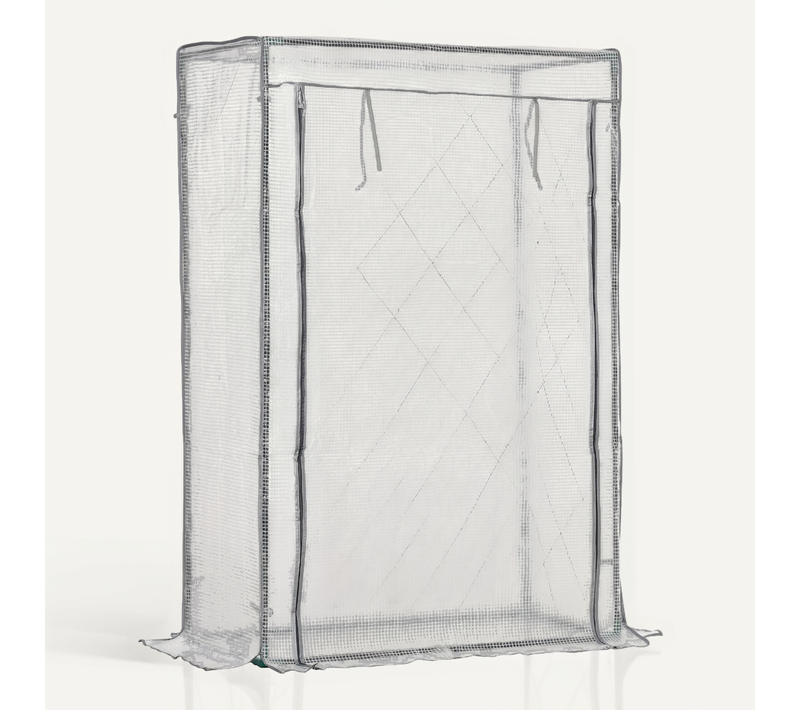 Serre De Jardin 100x50x150 Cm, Porte Enroulable, Balcon Et Terrasse, Acier Et Housse Pe, Blanc