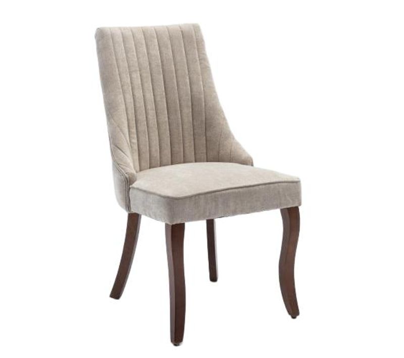 Lot De 2 Chaises 64x50x95,5 Cm, Dossier Haut, Assise Mousse Haute Densité, Chenille, Beige