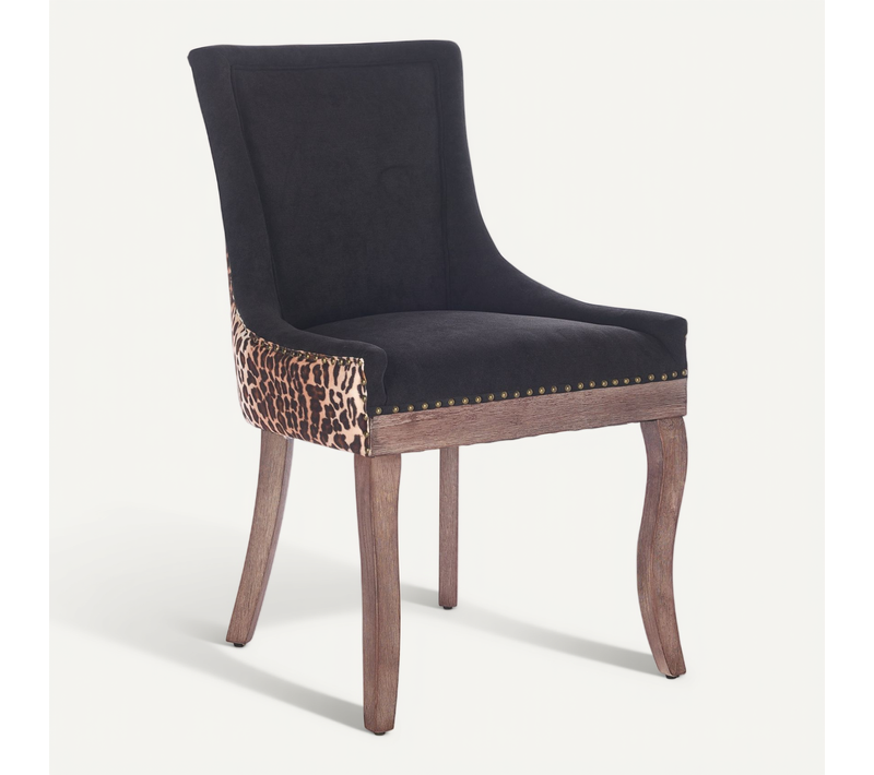 Lot De 2 Chaises De Salle à Manger 61x55x92,5cm, Dossier Haut, Tissu Chenille, Motif Léopard