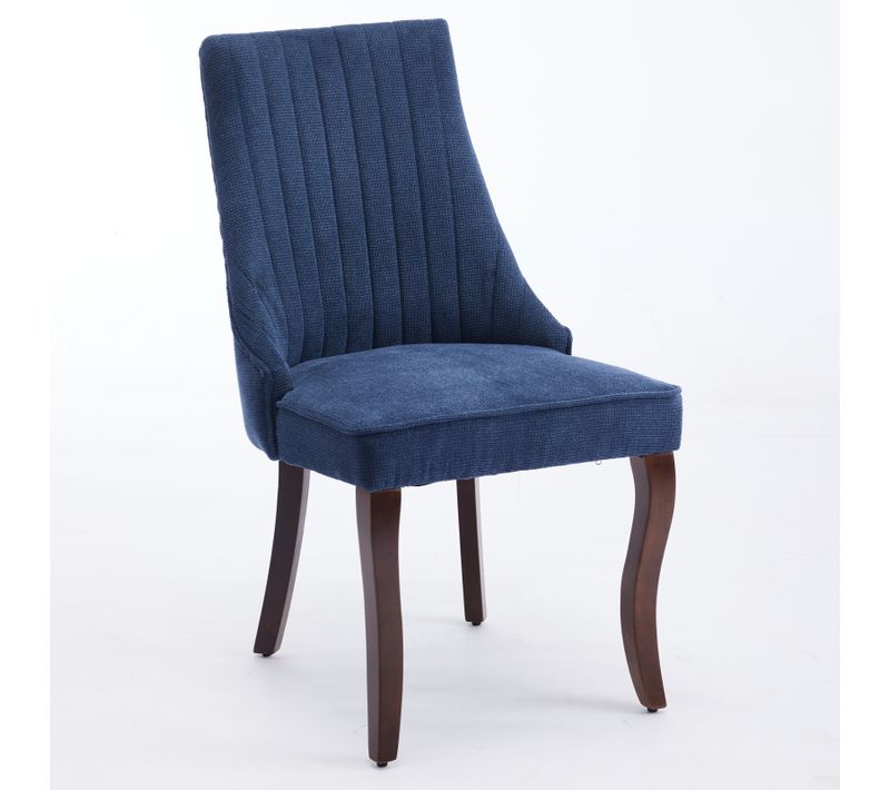 Lot De 2 Chaises De Salle à Manger 64x50x95,5 Cm, Dossier Haut, Assise En Chenille, Couleur Bleu