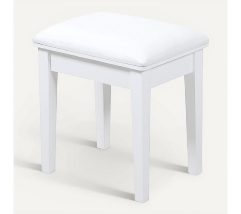 Tabouret Coiffeuse 41x31x44 Cm, Assise Confortable, Sans Dossie, Bois, Pu, Couleur Blanc