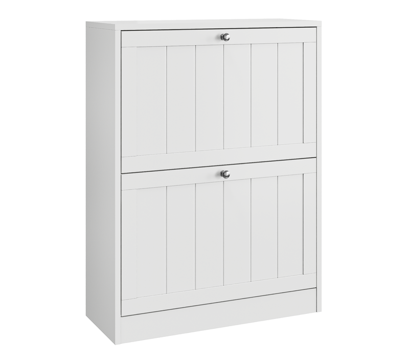 Meuble à Chaussures 60x24x80 Cm, 2 Portes à Bascule, Gain De Place, Mdf Et Pb, Blanc