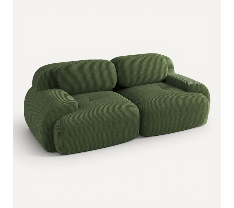 Canapé Compressé Modulaire 208x103x70 Cm, Prêt à L’emploi, Velours Côtelé, Couleur Vert