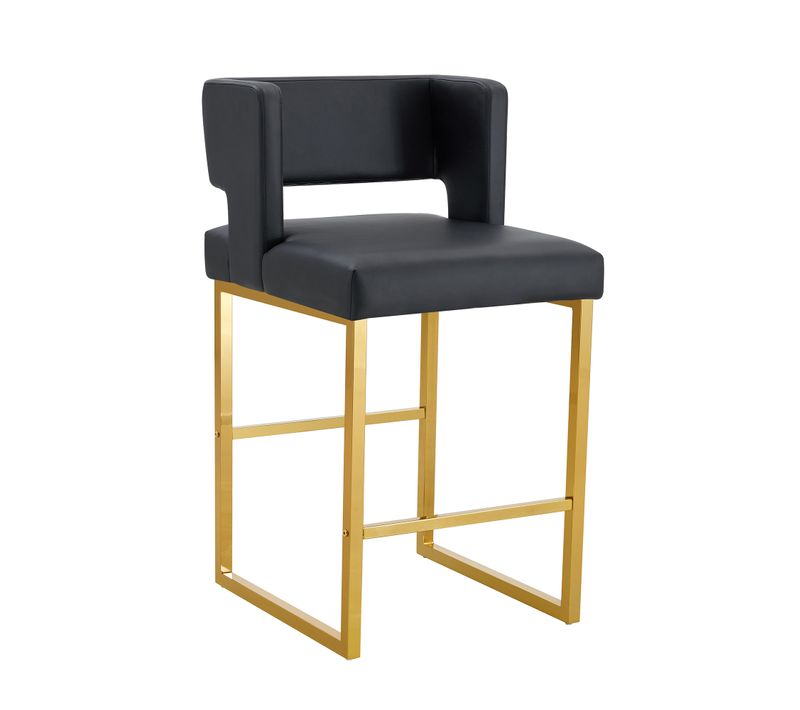 Lot De 2  Tabouret De Bar 53x48x91 Cm, Chaise Haute, Pieds En Métal Doré, Pu