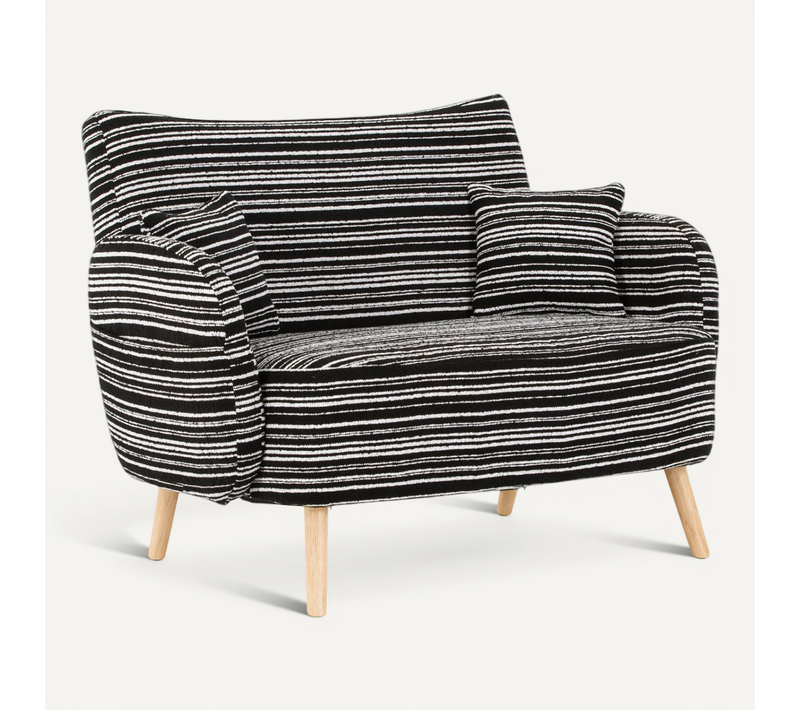 Canapé 2 Pl 121x81,5x87 Cm, Avec Rangement Latéral Et Coussins D'accoudoir, Bouclette, Noir
