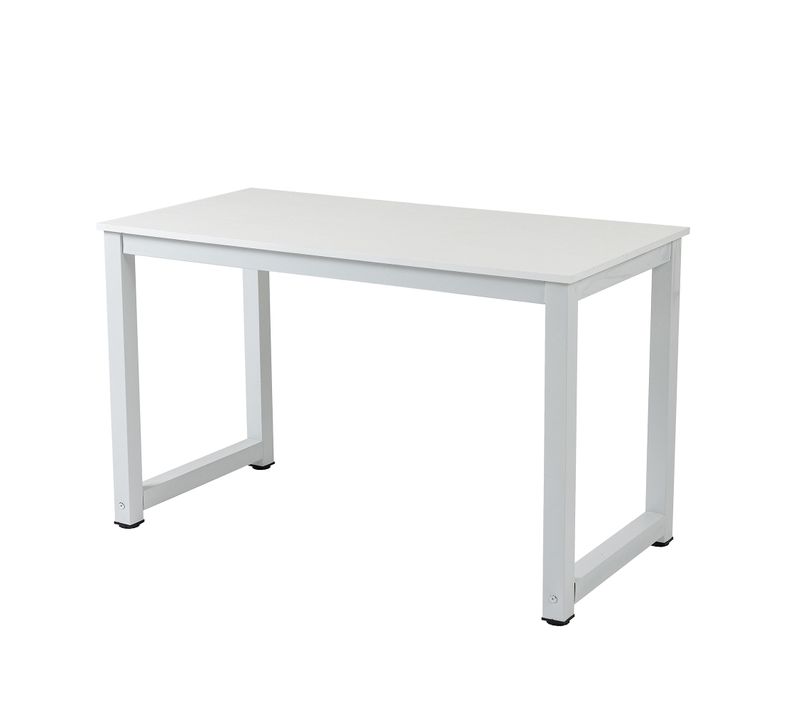 Bureau 120x60x74 Cm, Grande Surface Pratique, Finition Mdf Et Métal, Couleur Blanc, Design Moderne