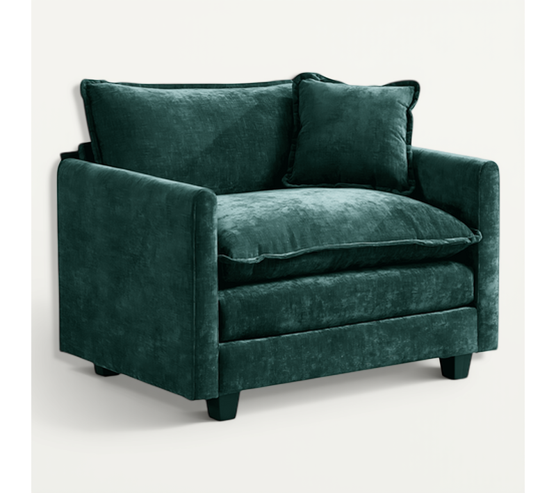 Canapé Modulaire 1 Place 108x75x84 Cm, Assise Double Couche Confortable, Tissu Chenille, Vert