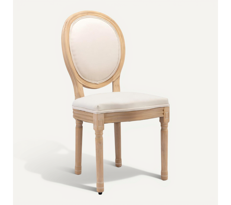 Lot De 2 Chaises De Salle à Manger 59,5x49x95 Cm, Style Français Ancien, Cadre En Bois, Lin Beige