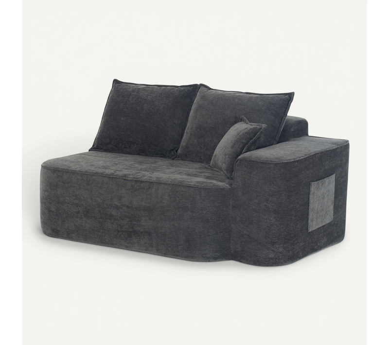 Canapé 2 Places, Prêt à L'emploi Sans Montage, Assise Moelleuse Avec Poches, Tissu Chenille, Noir