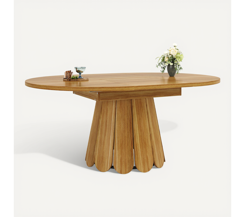 Table à Manger Extensible 118-158x118x76 Cm, Plateau Convertible, Mdf Et Métal, Brun