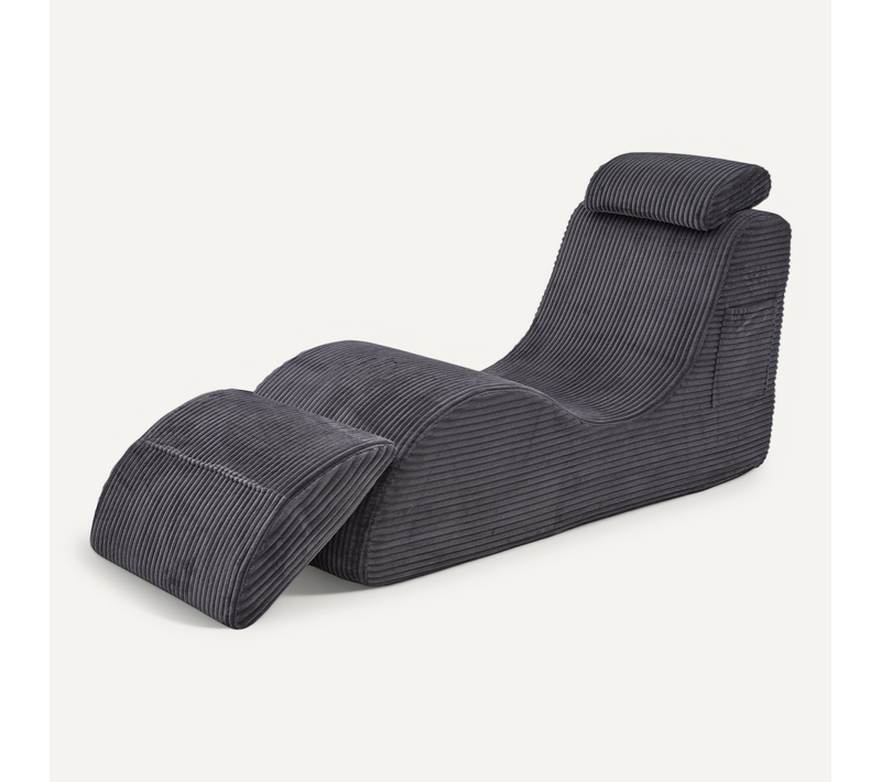 Fauteuil 160x66x90 Cm, Ergonomique Avec Coussin Amovible, Poche Latérale, Velours Côtelé, Gris Foncé
