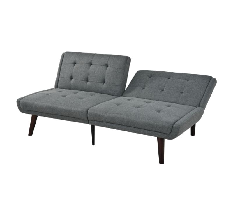 Canapé Convertible 157x89 Cm, 3 En 1, Dossier Réglable 5 Positions, Métal, Tissu Lin, Gris