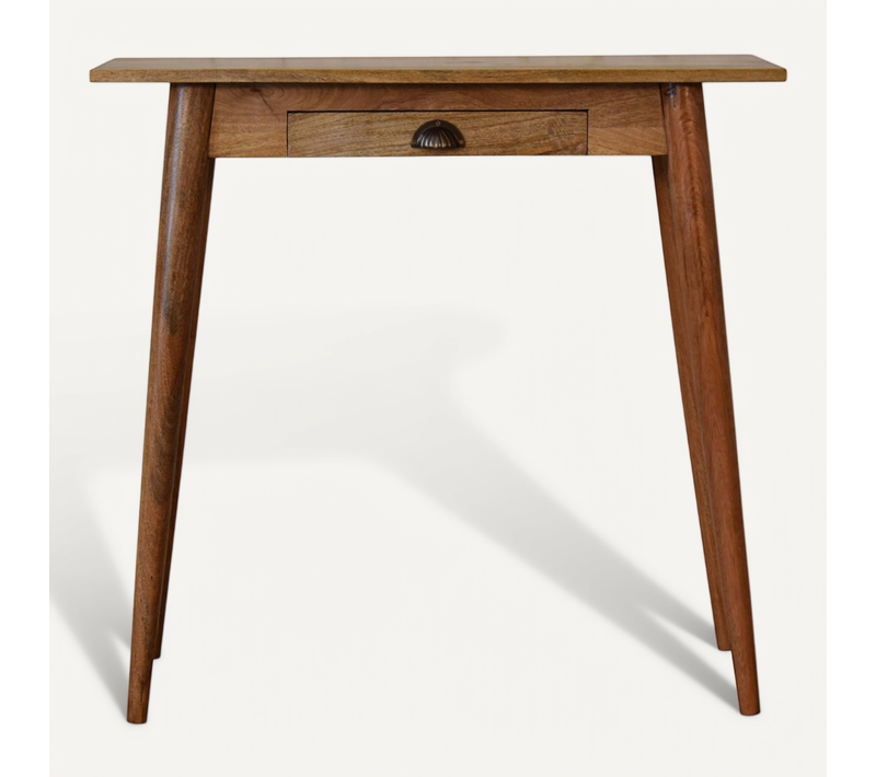 Bureau 80x35x77 Cm, 1 Tiroir, Scandinave, Assemblage Psk, Bois Massif  De Manguier, Couleur Brun