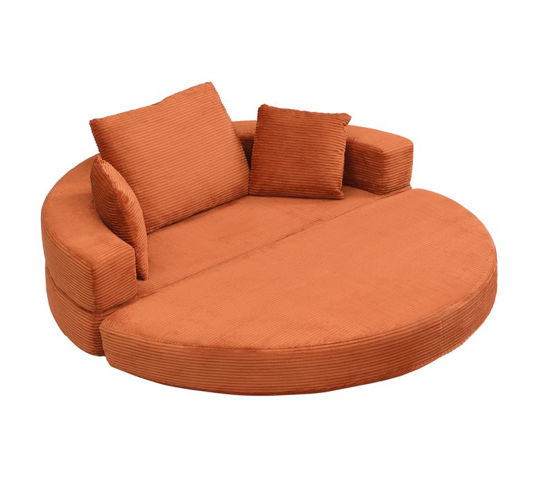 Canapé Compressé 73x176 Cm, Velours Côtelé, Orange