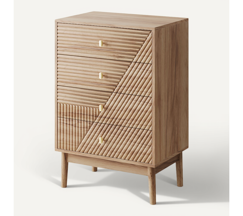 Commode 60x40x90 Cm, 4 Tiroirs, Rangement Moderne, Mdf Et Panneaux De Particules, Couleur Bois