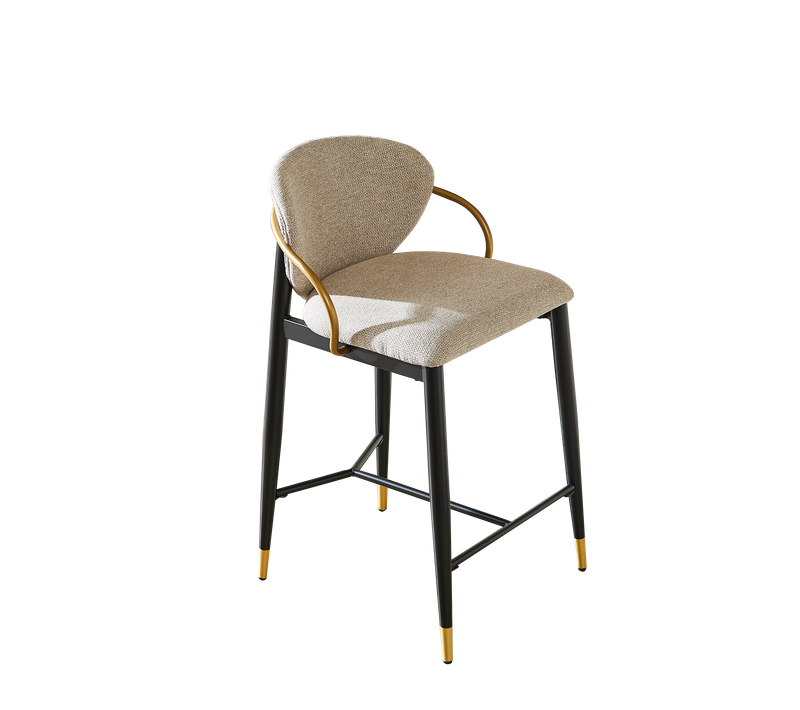 Lot De 2 Tabourets De Bar, Hauteur Réglable, Dossier Et Repose Pieds, Tissu Chenille, Brun+noir