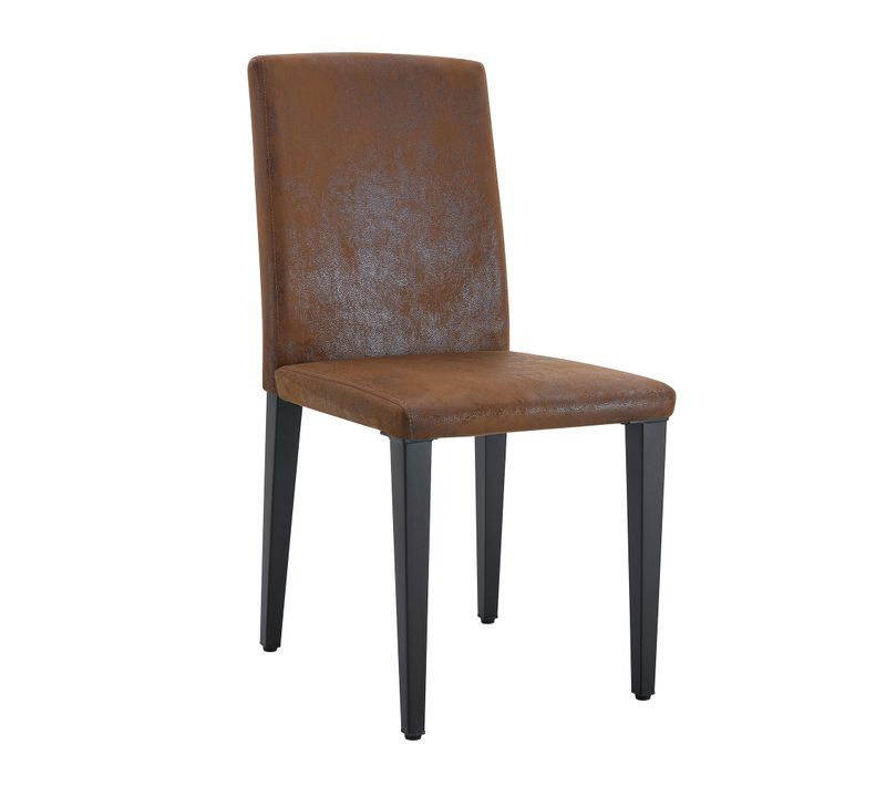 Lot De 2 Chaises Salle à Manger, H90 Cm Assise 41 Cm, Tissu Marron Effet Suedine, Metal Noir