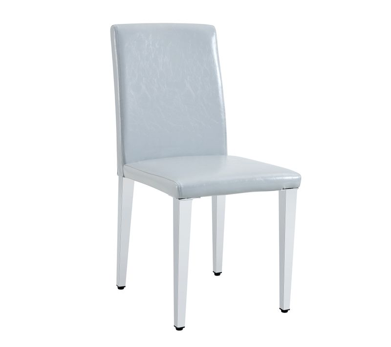 Lot De 2 Chaises De Salle à Manger, H90 Cm, Assise Mousse, Metal Et Pu, Gris Clair Et Argent