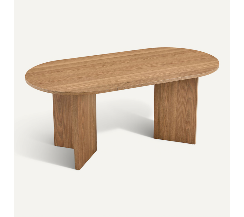 Table à Manger 180x90x75.5 Cm, Forme Ovale, Style Campagne Moderne, Bois En Mdf, Couleur Marron