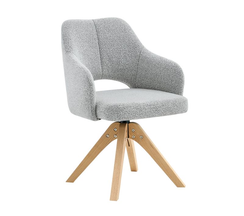 Lot De 2 Chaises Pivotantes, Assise 48x45 Cm, Rotation 360, Tissu Texturé, Gris Clair