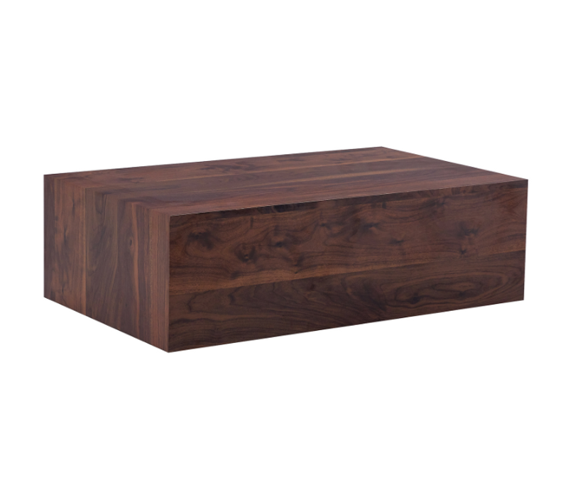 Table Basse Rectangulaire 90x50x30 Cm, Design Monobloc Stable Sans Montage, Mdf, Couleur Brun
