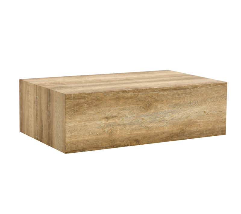Table Basse Rectangulaire 90x50x30 Cm, Design Monobloc Stable Sans Montage, Mdf, Couleur Bois