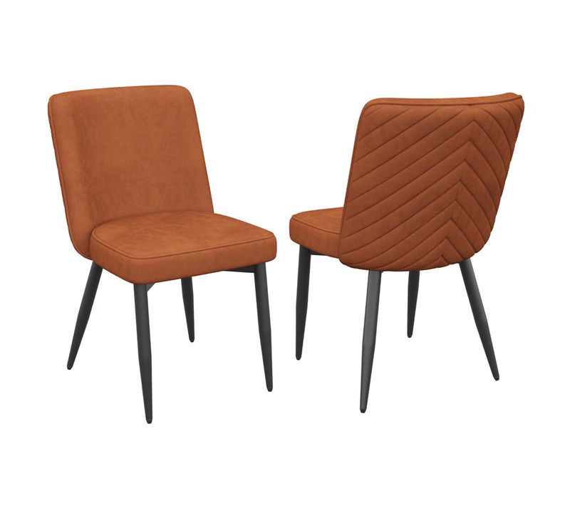 Lot De 2 Chaises De Salle à Manger, Assise Confortable, Metal Et Velours, Couleur Orange