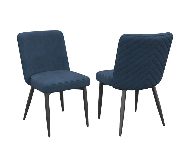 Lot De 2 Chaises De Salle à Manger, Assise Confortable, Metal Et Velours, Couleur Bleu