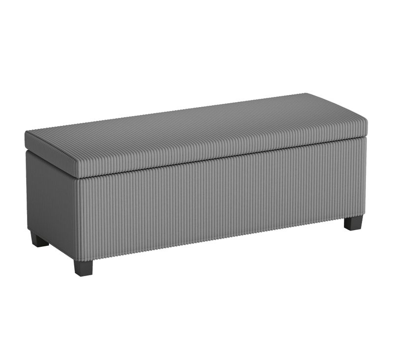 Banc Coffre 112x42x40 Cm, Rangement 84 L, Structure Acier, Polyester, Couleur Gris
