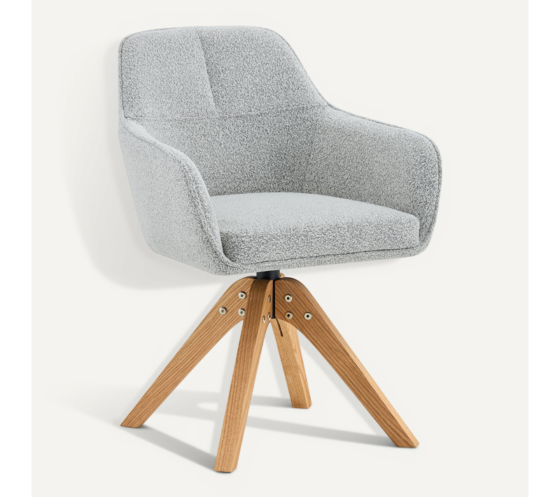 Lot De 2 Chaises De Salle à Manger, H82 Cm, Pivotantes 360, Tissu, Bois, Gris