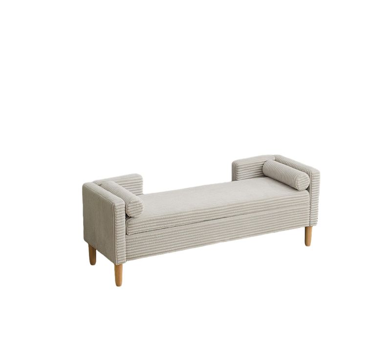 Banc Coffre Avec Accoudoirs, 152x53.5x58 Cm, Rangement, Velours Côtelé, Couleur Gris