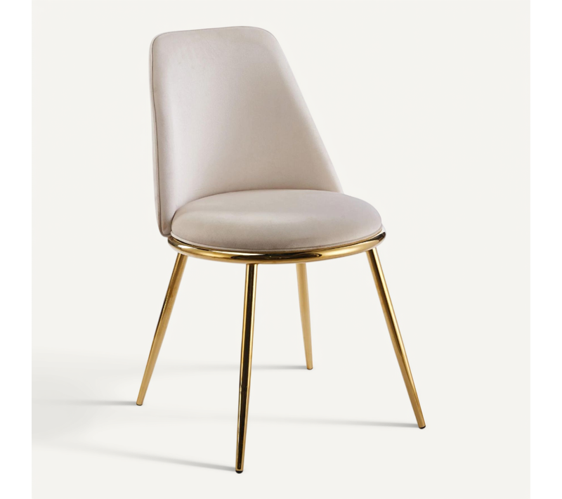 Lot De 2 Chaise Salle à Manger, Dossier Haut Ergonomique, Velours, Pieds Metal, Blanc