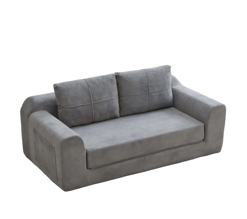 Canapé compressé 2 En 1 En Mousse Et Tissue, Design Moderne, Gris