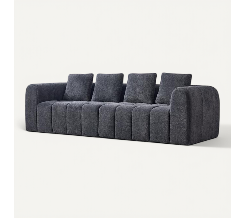Canapé compressé Modulaire 260x94.5x80 Cm En Mousse Et Tissue, Design Moderne, Couleur Gris